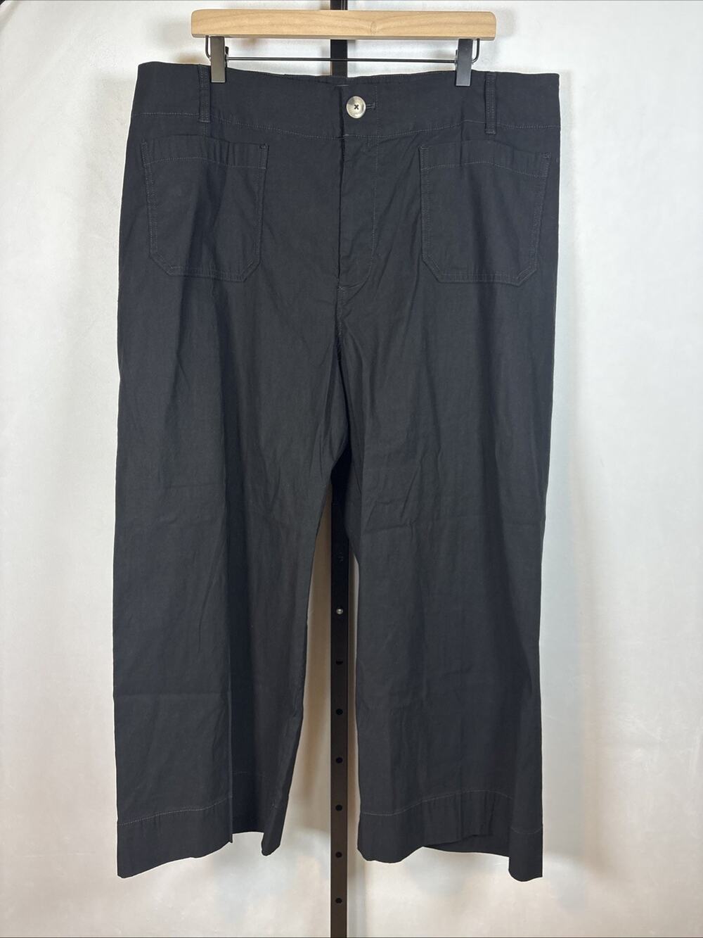 Maeve Colette Pants Women's 20W Black Magic Fabric High Rise Wide Leg Cropped
